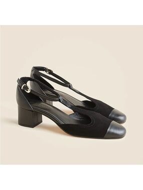 J. Crew Mollie Black T-Strap Block Heel Pumps 8.5 fits like 9